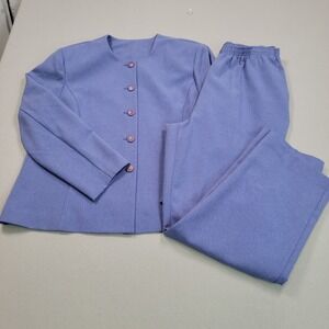 Southern Lady Blue Textured Pant Suit Set, Size 16/14,‎ Polished Look